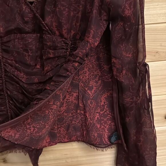 Ellie Tahari Sz Small Silk Whimsigoth Dark Romantic Y2K Babydoll Empire Blouse - Picture 12 of 14